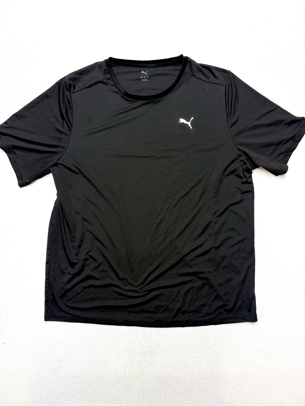 Puma Black Short-Sleeve Performance Tee with White Logo